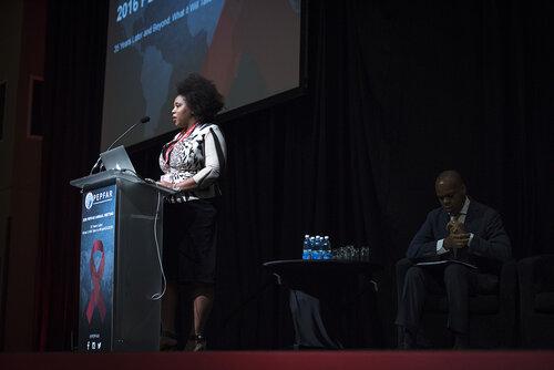 21st International AIDS Conference (AIDS 2016), Durban, South Africa.
Photo shows Her Royal Highness Princess Mukelile Zulu of South Africa speaking at the PEPFAR Annual Meeting.
Photo©International AIDS Society/Steve Forrest/Workers' Photos