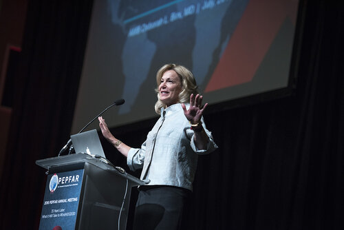 21st International AIDS Conference (AIDS 2016), Durban, South Africa.
Photo shows Ambassador Deborah Birx, US Global AIDS Coordinator & US Special Representative for Global Health Diplomacy, speaking at the PEPFAR Annual Meeting.
Photo©International AIDS Society/Steve Forrest/Workers' Photos