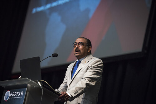21st International AIDS Conference (AIDS 2016), Durban, South Africa.
Photo shows Michel Sidibé, Executive Director, UNAIDS, speaking at the PEPFAR Annual Meeting.
Photo©International AIDS Society/Steve Forrest/Workers' Photos