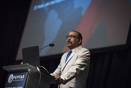 21st International AIDS Conference (AIDS 2016), Durban, South Africa.
Photo shows Michel Sidibé, Executive Director, UNAIDS, speaking at the PEPFAR Annual Meeting.
Photo©International AIDS Society/Steve Forrest/Workers' Photos