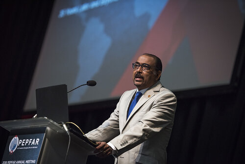 21st International AIDS Conference (AIDS 2016), Durban, South Africa.
Photo shows Michel Sidibé, Executive Director, UNAIDS, speaking at the PEPFAR Annual Meeting.
Photo©International AIDS Society/Steve Forrest/Workers' Photos