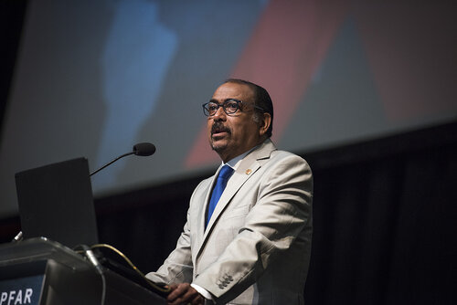 21st International AIDS Conference (AIDS 2016), Durban, South Africa.
Photo shows Michel Sidibé, Executive Director, UNAIDS, speaking at the PEPFAR Annual Meeting.
Photo©International AIDS Society/Steve Forrest/Workers' Photos