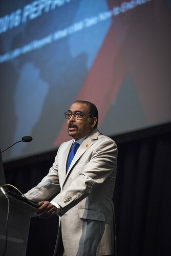 21st International AIDS Conference (AIDS 2016), Durban, South Africa.
Photo shows Michel Sidibé, Executive Director, UNAIDS, speaking at the PEPFAR Annual Meeting.
Photo©International AIDS Society/Steve Forrest/Workers' Photos