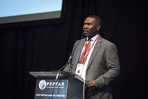 21st International AIDS Conference (AIDS 2016), Durban, South Africa.
Photo shows Mark Brown from PEPFAR speaking at the PEPFAR Annual Awards ceremony.
Photo©International AIDS Society/Steve Forrest/Workers' Photos