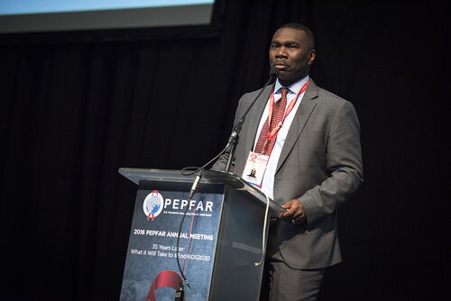 21st International AIDS Conference (AIDS 2016), Durban, South Africa.
Photo shows Mark Brown from PEPFAR speaking at the PEPFAR Annual Awards ceremony.
Photo©International AIDS Society/Steve Forrest/Workers' Photos