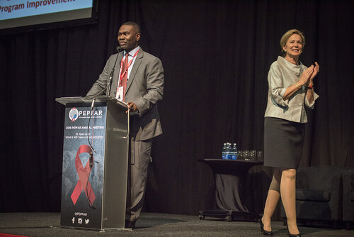 21st International AIDS Conference (AIDS 2016), Durban, South Africa.
Photo shows Mark Brown from PEPFAR speaking at the PEPFAR Annual Awards ceremony.
Photo©International AIDS Society/Steve Forrest/Workers' Photos
