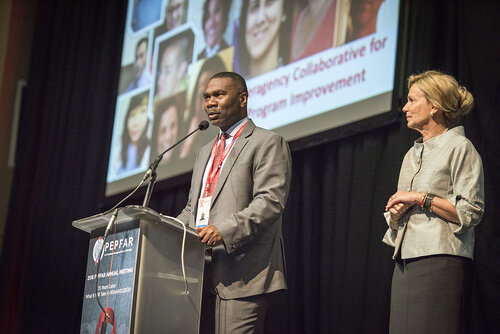 21st International AIDS Conference (AIDS 2016), Durban, South Africa.
Photo shows Mark Brown from PEPFAR speaking at the PEPFAR Annual Awards ceremony.
Photo©International AIDS Society/Steve Forrest/Workers' Photos