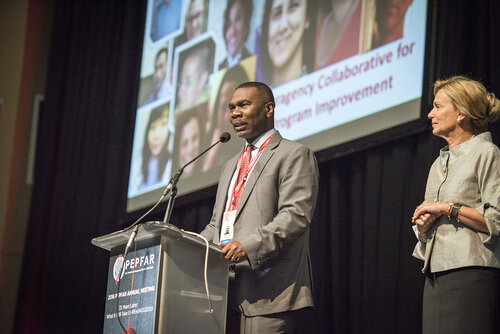 21st International AIDS Conference (AIDS 2016), Durban, South Africa.
Photo shows Mark Brown from PEPFAR speaking at the PEPFAR Annual Awards ceremony.
Photo©International AIDS Society/Steve Forrest/Workers' Photos
