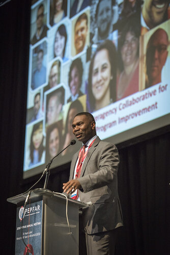 21st International AIDS Conference (AIDS 2016), Durban, South Africa.
Photo shows Mark Brown from PEPFAR speaking at the PEPFAR Annual Awards ceremony.
Photo©International AIDS Society/Steve Forrest/Workers' Photos
