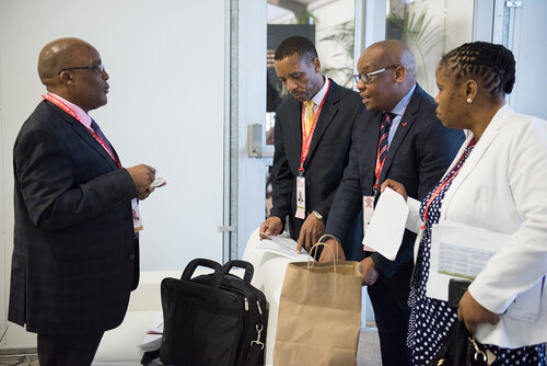 21st International AIDS Conference (AIDS 2016), Durban, South Africa. Photo shows: UNDP Press Conference. Aaron Motsoaledi (L) Minister of Health (South Africa). Photo©International AIDS Society/Marcus Rose