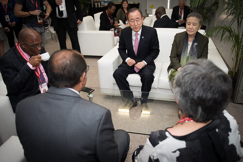 21st International AIDS Conference (AIDS 2016), Durban, South Africa. Photo shows: UNDP Press Conference. (L-R)  Aaron Motsoaledi, Ban Ki-moon, UN Secretary General. Photo©International AIDS Society/Marcus Rose