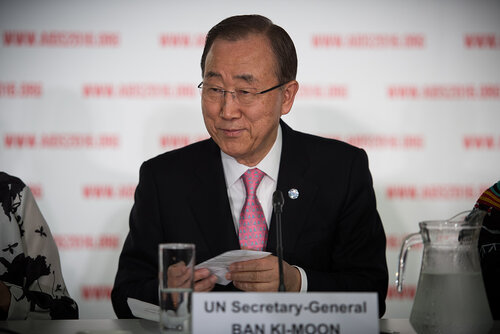 21st International AIDS Conference (AIDS 2016), Durban, South Africa. Photo shows: UNDP Press Conference. Ban Ki-moon. Photo©International AIDS Society/Marcus Rose