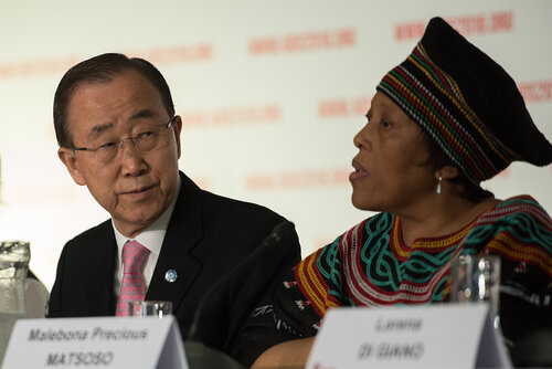 21st International AIDS Conference (AIDS 2016), Durban, South Africa. Photo shows: UNDP Press Conference. Ban Ki-moon, Malebona Precious Matsoso. Photo©International AIDS Society/Marcus Rose