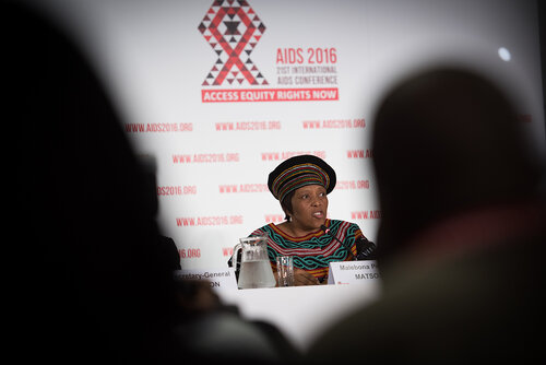 21st International AIDS Conference (AIDS 2016), Durban, South Africa. Photo shows: UNDP Press Conference. Malebona Precious Matsoso. Photo©International AIDS Society/Marcus Rose