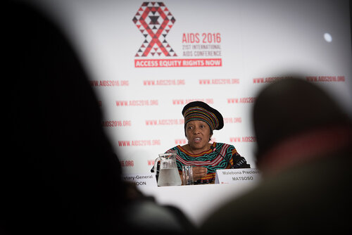 21st International AIDS Conference (AIDS 2016), Durban, South Africa. Photo shows: UNDP Press Conference. Malebona Precious Matsoso. Photo©International AIDS Society/Marcus Rose
