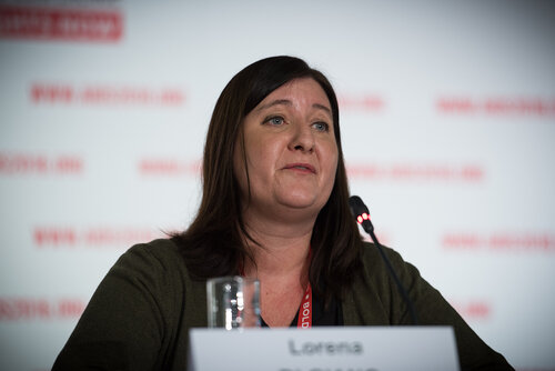 21st International AIDS Conference (AIDS 2016), Durban, South Africa. Photo shows: UNDP Press Conference. Lorena Di Giano. Photo©International AIDS Society/Marcus Rose
