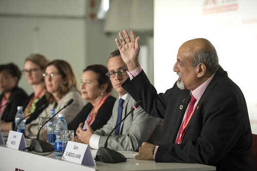 21st International AIDS Conference (AIDS 2016), Durban, South Africa.
Photo shows HIV Prevention and Treatment among Women and Girls" Press Conference.
Photo shows Salim S. Abdool Karim, Director, Centre for the AIDS Program of Research in South Africa (CAPRISA).
Photo©International AIDS Society/Steve Forrest/Workers' Photos