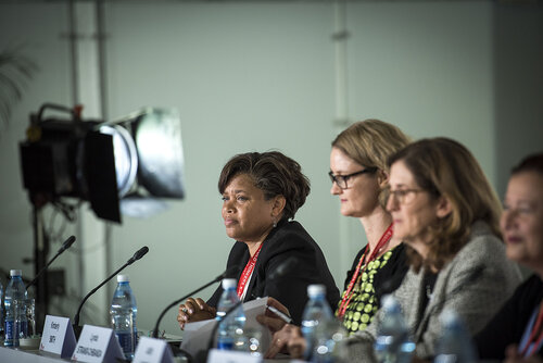 21st International AIDS Conference (AIDS 2016), Durban, South Africa.
Photo shows HIV Prevention and Treatment among Women and Girls" Press Conference.
Photo©International AIDS Society/Steve Forrest/Workers' Photos