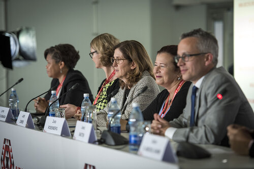 21st International AIDS Conference (AIDS 2016), Durban, South Africa.
Photo shows HIV Prevention and Treatment among Women and Girls" Press Conference.
Photo©International AIDS Society/Steve Forrest/Workers' Photos