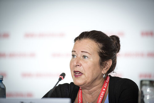 21st International AIDS Conference (AIDS 2016), Durban, South Africa.
Photo shows HIV Prevention and Treatment among Women and Girls" Press Conference.
Photo shows Zeda Rosenberg, CEO, International Partnership for Microbicides speaking.
Photo©International AIDS Society/Steve Forrest/Workers' Photos