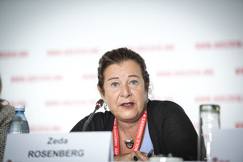21st International AIDS Conference (AIDS 2016), Durban, South Africa.
Photo shows HIV Prevention and Treatment among Women and Girls" Press Conference.
Photo shows Zeda Rosenberg, CEO, International Partnership for Microbicides speaking.
Photo©International AIDS Society/Steve Forrest/Workers' Photos