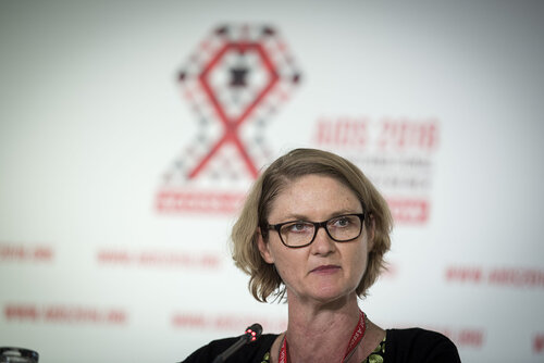 21st International AIDS Conference (AIDS 2016), Durban, South Africa.
Photo shows HIV Prevention and Treatment among Women and Girls" Press Conference.
From left to right: Lynda Stranix-Chibanda, Pediatrician and Lecturer, University of Zimbabwe-University of California San Francisco Collaborative.
Photo©International AIDS Society/Steve Forrest/Workers' Photos