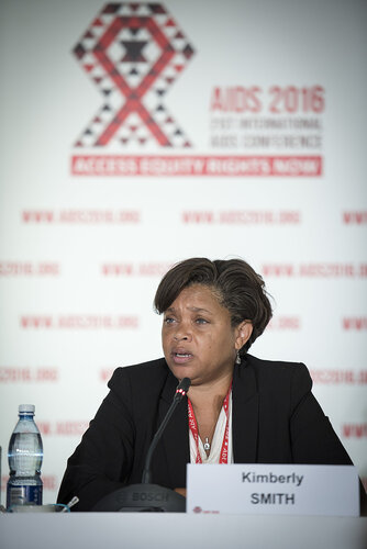 21st International AIDS Conference (AIDS 2016), Durban, South Africa.
Photo shows HIV Prevention and Treatment among Women and Girls" Press Conference.
From left to right: Kimberly Smith, Vice President for Global Medical Strategy and Head of Research and Development, ViiV Healthcare.
Photo©International AIDS Society/Steve Forrest/Workers' Photos