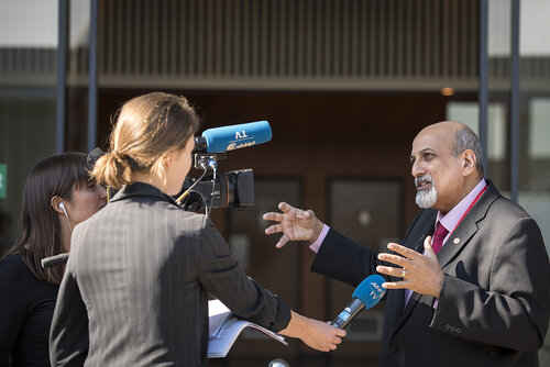 21st International AIDS Conference (AIDS 2016), Durban, South Africa.
Photo shows HIV Prevention and Treatment among Women and Girls" Press Conference.
Photo shows Salim S. Abdool Karim, Director, Centre for the AIDS Program of Research in South Africa (CAPRISA).
Photo©International AIDS Society/Steve Forrest/Workers' Photos