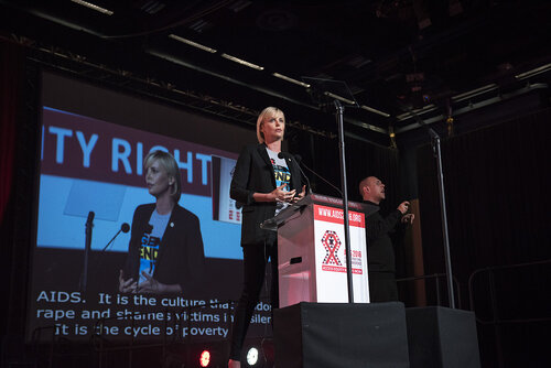 21st International AIDS Conference (AIDS 2016), Durban, South Africa.
Photo shows Charlize Theron, from the Charlize Theron Outreach Project, United States, speaking at the Opening Ceremony.
Photo©International AIDS Society/Steve Forrest/Workers' Photos