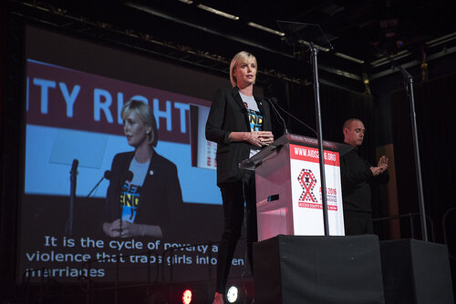 21st International AIDS Conference (AIDS 2016), Durban, South Africa.
Photo shows Charlize Theron, from the Charlize Theron Outreach Project, United States, speaking at the Opening Ceremony.
Photo©International AIDS Society/Steve Forrest/Workers' Photos