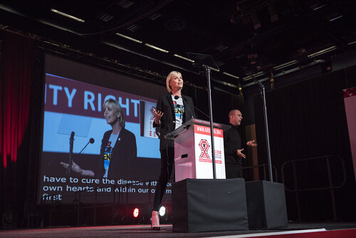 21st International AIDS Conference (AIDS 2016), Durban, South Africa.
Photo shows Charlize Theron, from the Charlize Theron Outreach Project, United States, speaking at the Opening Ceremony.
Photo©International AIDS Society/Steve Forrest/Workers' Photos