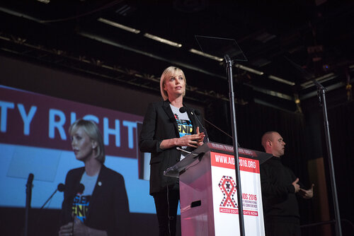 21st International AIDS Conference (AIDS 2016), Durban, South Africa.
Photo shows Charlize Theron, from the Charlize Theron Outreach Project, United States, speaking at the Opening Ceremony.
Photo©International AIDS Society/Steve Forrest/Workers' Photos