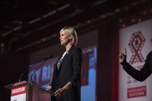21st International AIDS Conference (AIDS 2016), Durban, South Africa.
Photo shows Charlize Theron, from the Charlize Theron Outreach Project, United States, speaking at the Opening Ceremony.
Photo©International AIDS Society/Steve Forrest/Workers' Photos