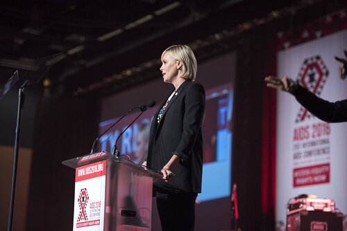 21st International AIDS Conference (AIDS 2016), Durban, South Africa.
Photo shows Charlize Theron, from the Charlize Theron Outreach Project, United States, speaking at the Opening Ceremony.
Photo©International AIDS Society/Steve Forrest/Workers' Photos