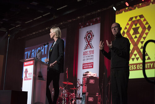 21st International AIDS Conference (AIDS 2016), Durban, South Africa.
Photo shows Charlize Theron, from the Charlize Theron Outreach Project, United States, speaking at the Opening Ceremony.
Photo©International AIDS Society/Steve Forrest/Workers' Photos