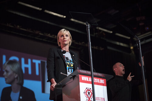 21st International AIDS Conference (AIDS 2016), Durban, South Africa.
Photo shows Charlize Theron, from the Charlize Theron Outreach Project, United States, speaking at the Opening Ceremony.
Photo©International AIDS Society/Steve Forrest/Workers' Photos