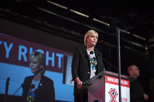 21st International AIDS Conference (AIDS 2016), Durban, South Africa.
Photo shows Charlize Theron, from the Charlize Theron Outreach Project, United States, speaking at the Opening Ceremony.
Photo©International AIDS Society/Steve Forrest/Workers' Photos