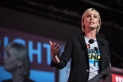 21st International AIDS Conference (AIDS 2016), Durban, South Africa.
Photo shows Charlize Theron, from the Charlize Theron Outreach Project, United States, speaking at the Opening Ceremony.
Photo©International AIDS Society/Steve Forrest/Workers' Photos