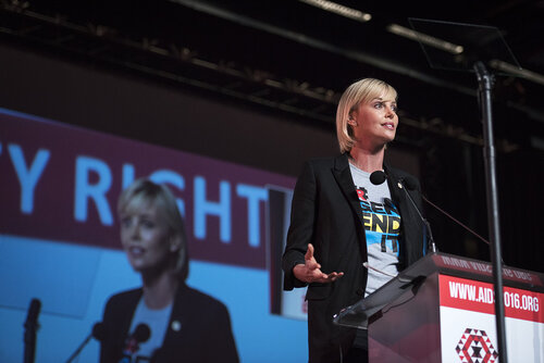 21st International AIDS Conference (AIDS 2016), Durban, South Africa.
Photo shows Charlize Theron, from the Charlize Theron Outreach Project, United States, speaking at the Opening Ceremony.
Photo©International AIDS Society/Steve Forrest/Workers' Photos