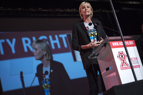 21st International AIDS Conference (AIDS 2016), Durban, South Africa.
Photo shows Charlize Theron, from the Charlize Theron Outreach Project, United States, speaking at the Opening Ceremony.
Photo©International AIDS Society/Steve Forrest/Workers' Photos