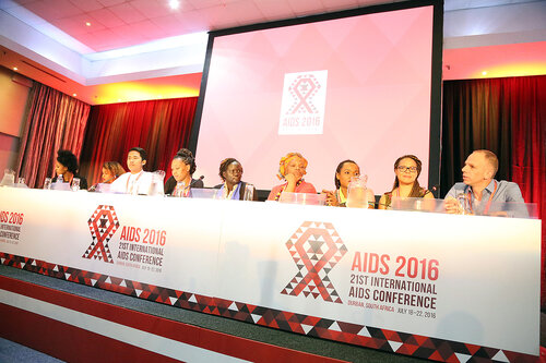 21st International AIDS Conference (AIDS 2016), Durban, South Africa.
Monday 18th July 2016, VENUE : Global Village - Room 1
GV MEET THE EXPERTS : GETTING A SEAT AT THE TABLE : YOUNG LEADERS SHARE THE HIGHS AND LOWS OF LEADERSHIP AND ACCOUNTABILITY (MOGS01)

Meheret Melles (USA)
L'Orangelis Thomas Negron (Puerto Rico)
Myo Thet OO (Myanmar)
Ebony Johnson (USA)
Jacquelyne Alesi (Uganda)
Linda Mafu (South Africa)
Nicolas Ndayizeye (Burundi) 
Georgina Caswell (South African Translator)
Raoul Fransen Dos Santos (Netherlands)

Photo©International AIDS Society/Abhi Indrarajan