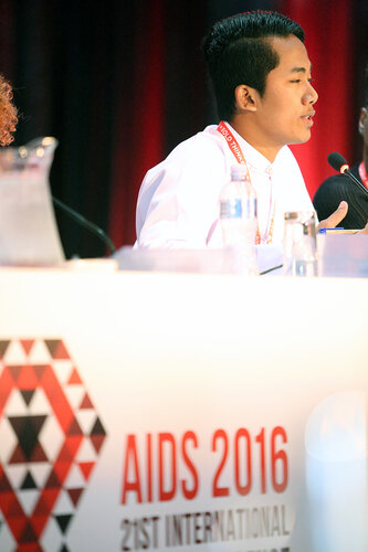 21st International AIDS Conference (AIDS 2016), Durban, South Africa.
Monday 18th July 2016, VENUE : Global Village - Room 1
GV MEET THE EXPERTS : GETTING A SEAT AT THE TABLE : YOUNG LEADERS SHARE THE HIGHS AND LOWS OF LEADERSHIP AND ACCOUNTABILITY (MOGS01)
Speaker : Myo Thet OO (Myanmar)
Photo©International AIDS Society/Abhi Indrarajan