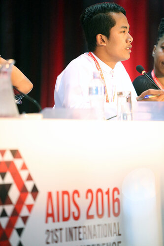 21st International AIDS Conference (AIDS 2016), Durban, South Africa.
Monday 18th July 2016, VENUE : Global Village - Room 1
GV MEET THE EXPERTS : GETTING A SEAT AT THE TABLE : YOUNG LEADERS SHARE THE HIGHS AND LOWS OF LEADERSHIP AND ACCOUNTABILITY (MOGS01)
Speaker : Myo Thet OO (Myanmar)
Photo©International AIDS Society/Abhi Indrarajan