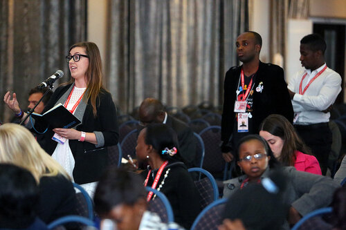 21st International AIDS Conference (AIDS 2016), Durban, South Africa.
Monday 18th July 2016, VENUE : Global Village - Room 1
GV MEET THE EXPERTS : GETTING A SEAT AT THE TABLE : YOUNG LEADERS SHARE THE HIGHS AND LOWS OF LEADERSHIP AND ACCOUNTABILITY (MOGS01)
Audience Interacting
Photo©International AIDS Society/Abhi Indrarajan