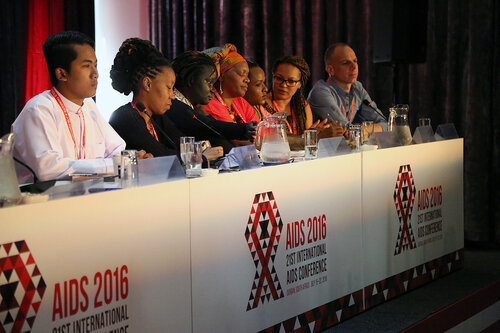21st International AIDS Conference (AIDS 2016), Durban, South Africa.
Monday 18th July 2016, VENUE : Global Village - Room 1
GV MEET THE EXPERTS : GETTING A SEAT AT THE TABLE : YOUNG LEADERS SHARE THE HIGHS AND LOWS OF LEADERSHIP AND ACCOUNTABILITY (MOGS01)
Panel : 
Meheret Melles (USA)
L'Orangelis Thomas Negron (Puerto Rico)
Myo Thet OO (Myanmar)
Ebony Johnson (USA)
Jacquelyne Alesi (Uganda)
Linda Mafu (South Africa)
Nicolas Ndayizeye (Burundi) 
Georgina Caswell (South African Translator)
Raoul Fransen Dos Santos (Netherlands)

Photo©International AIDS Society/Abhi Indrarajan