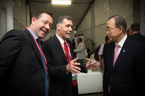 21st International AIDS Conference (AIDS 2016), Durban, South Africa. Photo shows: Official AIDS 2016 Opening Press Conference. Chris Beyrer and Ban Ki-moon. Photo©International AIDS Society/Marcus Rose