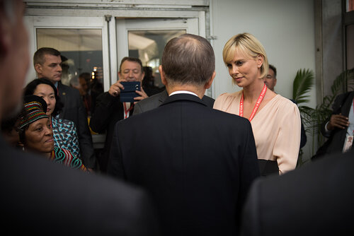 21st International AIDS Conference (AIDS 2016), Durban, South Africa. Photo shows: Official AIDS 2016 Opening Press Conference. Charlize Theron. Photo©International AIDS Society/Marcus Rose