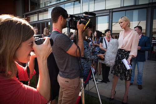 21st International AIDS Conference (AIDS 2016), Durban, South Africa. Photo shows: Official AIDS 2016 Opening Press Conference. Charlize Theron. Photo©International AIDS Society/Marcus Rose
