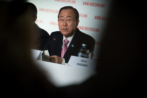 21st International AIDS Conference (AIDS 2016), Durban, South Africa. Photo shows: Official AIDS 2016 Opening Press Conference. Ban Ki-moon. Photo©International AIDS Society/Marcus Rose