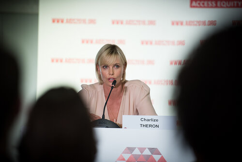21st International AIDS Conference (AIDS 2016), Durban, South Africa. Photo shows: Official AIDS 2016 Opening Press Conference. Charlize Theron. Photo©International AIDS Society/Marcus Rose